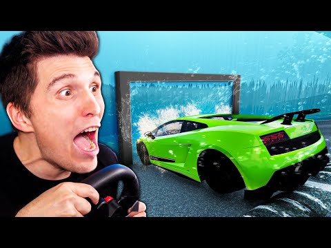 9 LAMBOS fahren durch Wasser-WÄNDE! | BeamNG