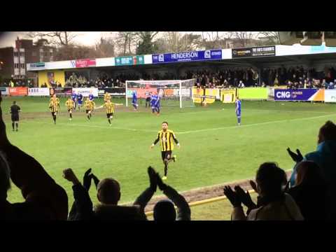 Brendan Daniels scores winning goal for Harroagte Town V Stalybridge Celtic
