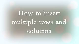 How to insert multiple/ more than one rows, columns at a time | #excel  #rows #insert #columns #easy