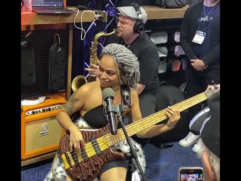 Mohini Dey band playing at the GRUV Gear booth, Namm Show 2025