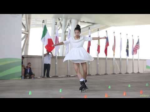 2017 Roller Games，Junior Women Classic Slalom 19th，Kwon Na Hyeon 青女花桩 19th 韩国