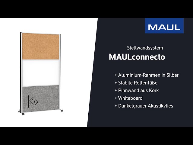Vidéo teaser pour Stellwandsystem MAULconnecto - Pinnwand aus Kork, Whiteboard, dunkelgrauer Akustikvlies - 9651195