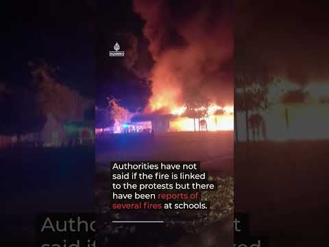 French high school engulfed in flames as student protests continue
