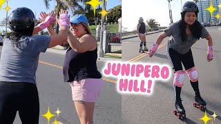 Best Friend's First Hill Bomb on Roller Skates!