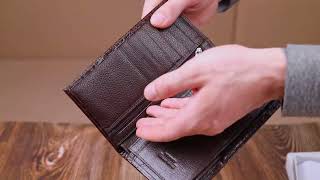 Надійний вертикальний гаманець із натуральної шкіри з тисненням під крокодила KARYA 21140 коричневий