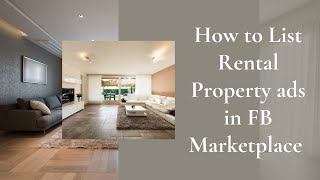 How to Post a Rental Property  in USA on  Facebook Marketplace  From Pk. | VU Helpers