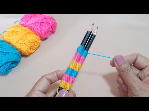 Amazing Woolen Flower Ideas with Pencil | Hand Embroidery Design | Sewing Hack | Easy Trick