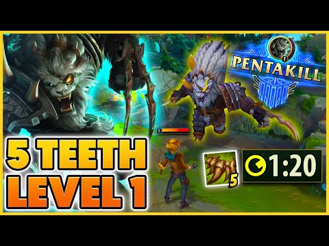 *PENTA LEVEL 1* WHAT HAPPENS WHEN RENGAR FULLY STACKS PASSIVE LVL 1 - BunnyFuFuu | League of Legends
