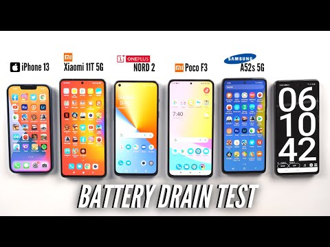 Samsung A52s vs Xiaomi 11T / OnePlus Nord 2 / iPhone 13 / Poco F3 Battery Drain Test