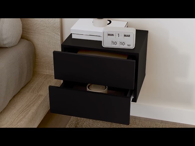 Video Teaser für 801055 vidaXL Bedside Cabinet Black 40x30x30 cm Engineered Wood