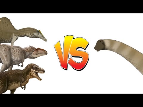 Spinosaurus, Giganotosaurus and Tyrannosaurus rex Tag Team vs Argentinosaurus