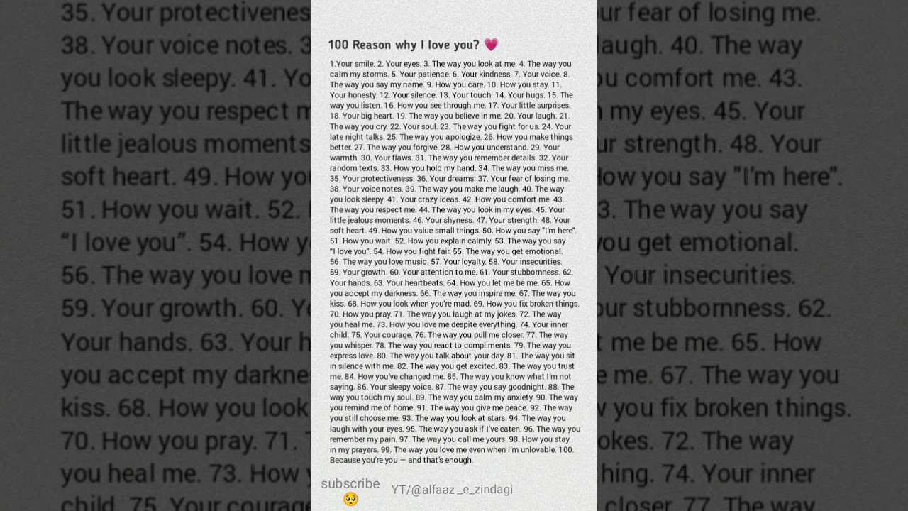 100 Reasons Why I Love You 💖 | Romantic Love List