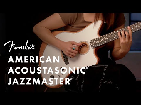 Fender American Acoustasonic Jazzmaster Ebony Fingerboard Black Westerngitarre (mit Tonabnehmer)