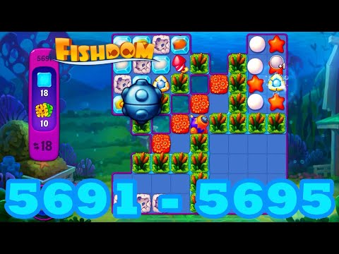 Fishdom Level 5691 - 5695 HD Walkthrough | 3 match puzzle | gameplay | android | 5692 | 5693 | 5694