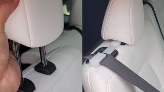 2022 2021 Long Range Tesla Model Y How to Remove Headrest Head Rest Removal Seatbelt Seat Belt Guide