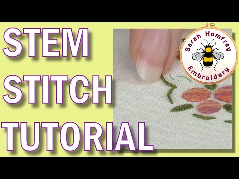 Stem stitch & Outline stitch | Beginners hand embroidery stitches flosstube video tutorial