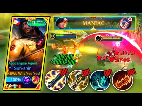 MANIAC!! YI SUNSHIN DEADLY BUILD IS TOTALLY BROKEN!🔥| YI SUNSHIN BEST BUILD 2022 | MLBB