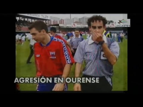 T 94/95: X5, 2A - CD Ourense vs Atlético Marbella (1-0): Iturralde González “aplaudido” no Couto.