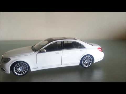 Unboxing 1:24 Welly Mercedes Benz S class s500 Diecast scale model review white