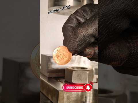 2€ Coin from a copper powder #hydraulicpress #engineeringtests #cool  #viral #coin #copper