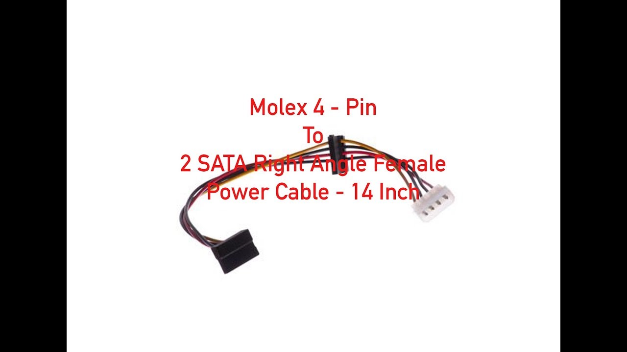 Molex 4-Pin Male to 2 SATA Right Angle Female Power Cable 14 Inch P#1312