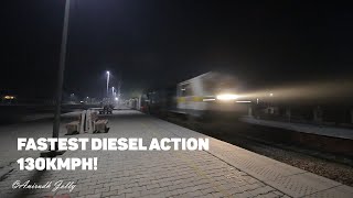 Download lagu Fastest Diesel Action of Indian Railways! WDP-4B Suhaildev Express speeding at 130kmph! mp3