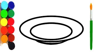 Plate 🍽 Drawing, Painting and Coloring for kids and toddlers | Draw plate #plate #dish #drawing