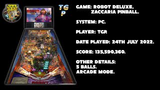 Robot Deluxe - Zaccaria Pinball - Arcade mode, 5 balls - 135,590,360 points.