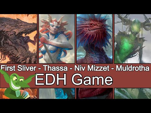 The First Sliver vs Thassa, Deep-Dwelling vs Niv-Mizzet, Parun vs Muldrotha EDH / CMDR game play
