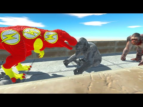 T-REX THE FLASH VS FULL COLOR UNIT ON DEATH FALL | Animal Revolt Battle Simulator | ARBS TV | KUP
