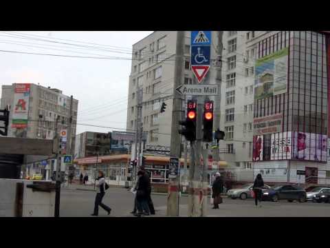 Bacau, Romenia, light on crossroad