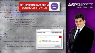 Return JSON data from Controller to View in ASP.Net MVC