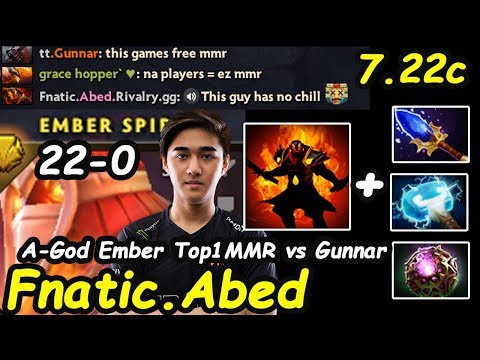 Fnatic Abed - [Ember Spirit] Top1 MMR Aghanim Scepter No Mercy Destroy Gunnar Dota 2 7.22