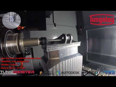 Deburring EN24T hole with 8mm TungMeister BN modular head system from Tungaloy using PowerMill