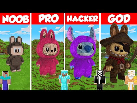 Labubu Pop Mart Build Battle Challenge - Noob vs Pro vs Hacker vs God - Minecraft Animation