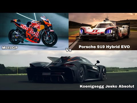 MotoGP Vs Koenigsegg Jesko Absolut Vs Porsche 919 Hybrid EVO 100-300 km/h Acceleration Comparison 