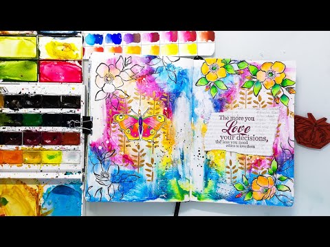 Easy Art Journal Background with Watercolors - Mixed Media Tutorial