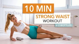 10 MIN STRONG WAIST - for ab lines &amp; a strong side belly / with Bottles or Weights I Pamela Reif