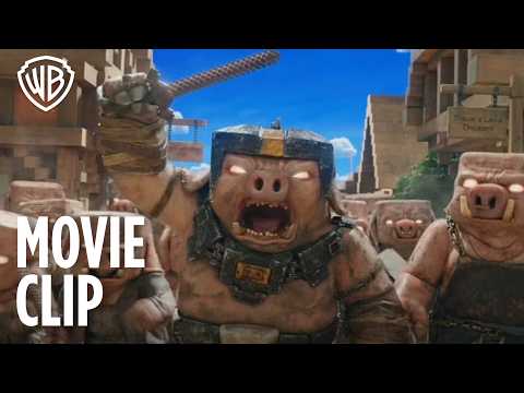 Steve & Garrett Help Villagers Escape the Piglins - Movie Clip