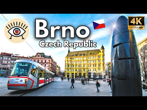 Brno, República Checa [4K] 👣 "WALKING TOUR"  ¡Paseo a pie con subtítulos!