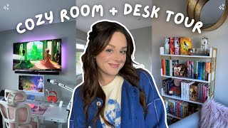 cozy room tour 2025 | my gaming setup, desk & home library 🕯️✨🖥️