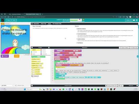 Code.org - CS Discoveries - Unit 3: Interactive Animations & Games: Lesson 17: Mouse input: Level 7