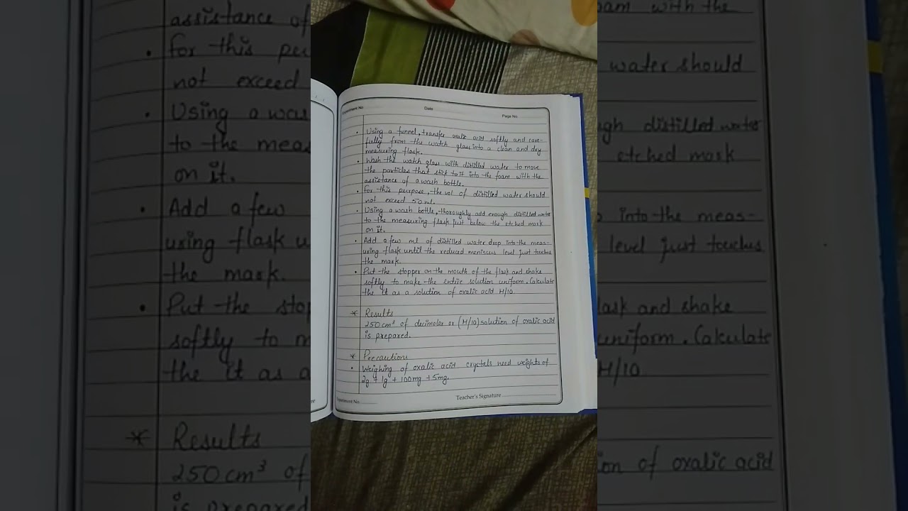 Class 11 ||  Chemistry Practical || Experiment 01 To prepare a standard solution of oxalic acid.