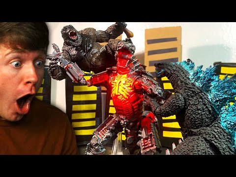 GODZILLA and KONG vs MECHA GODZILLA the STOP MOTION REMAKE!