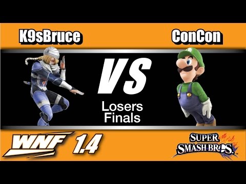 WNF 1.4 - K9sBruce (Sheik) Vs. SCB | ConCon (Luigi) Losers Finals - Smash Wii U