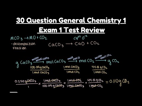 General Chemistry 1 Exam 1 Review | 30 Practice Questions: Stoichiometry, Atoms, Ions, Reactions...