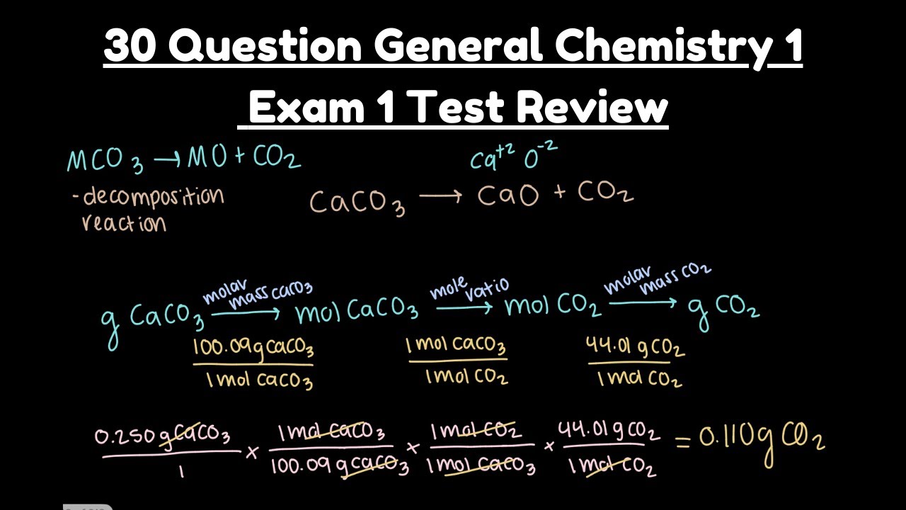 General Chemistry 1 Exam 1 Review | 30 Practice Questions: Stoichiometry, Atoms, Ions, Reactions...
