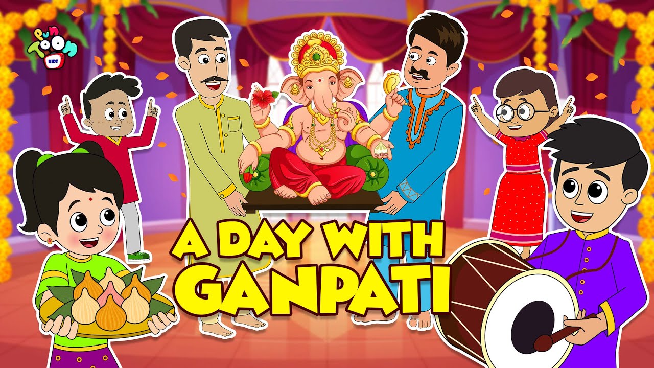 A Day with Ganpati | Ganpati Bappa's Arrival | Animated Story | Cartoon | Moral Story | PunToon Kids