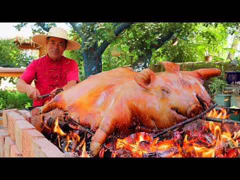 GAINT PIG Roasted for Half Day! Treat My Followers With The Best Dish!  | Uncle Rural Gourmet