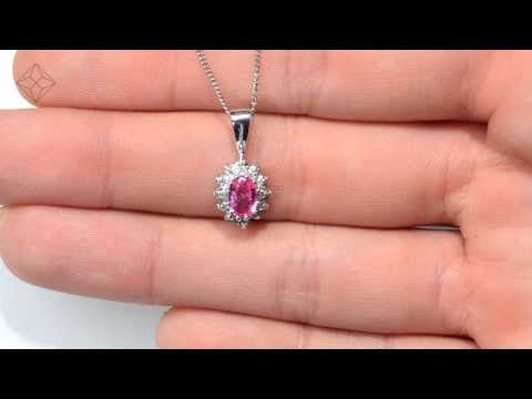 FER25 RUY - Pink Sapphire 6x4mm Pendant In 18K White Gold
